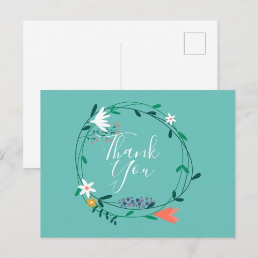 Simple Floral Garland Business Dank u Briefkaart (Voorkant / Achterkant)