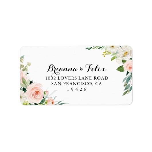 Simple Floral Green Folige Wedding RSVP-adres Etiket (Voorkant)
