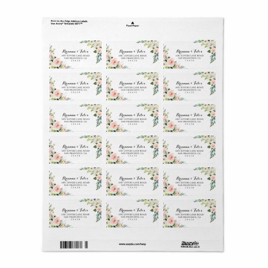 Simple Floral Green Folige Wedding RSVP-adres Etiket (Full Sheet)