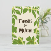 Simple Floral Green leaves Thank You Card Kaart (Staand voorkant)