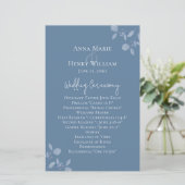 Simple Floral Greenery Elegant Blue Leaves Program (Staand voorkant)