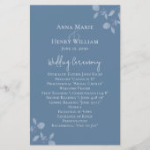 Simple Floral Greenery Elegant Blue Leaves Program (Voorkant)