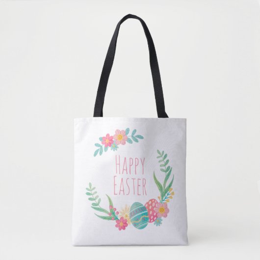 Simple Floral Happy Pasen | Canvas tas (Voorkant)