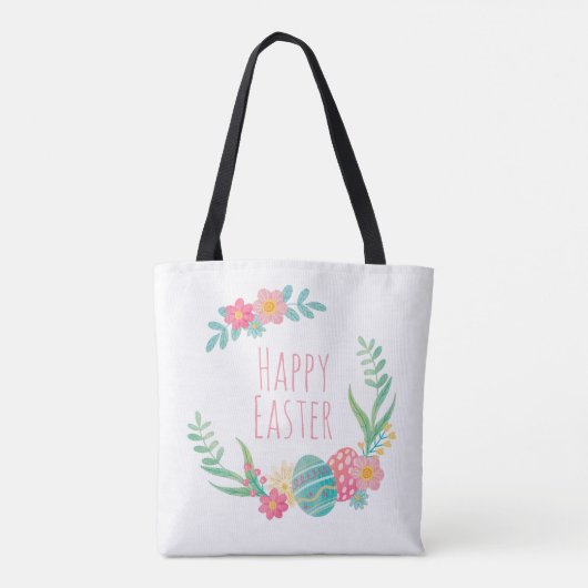 Simple Floral Happy Pasen | Canvas tas (Achterkant)