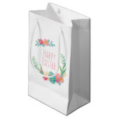 Simple Floral Happy Pasen | Gift Bag Klein Cadeauzakje (Voorkant Gekanteld)