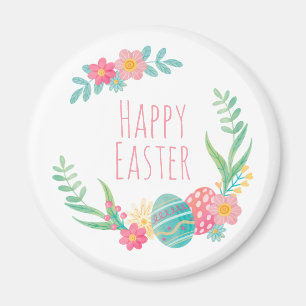 Simple Floral Happy Pasen   Magneet