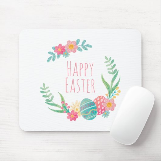 Simple Floral Happy Pasen | Mousepad Muismat (Met muis)