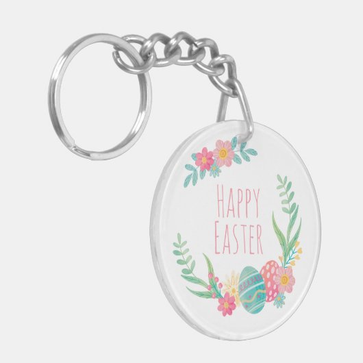 Simple Floral Happy Pasen | Sleutelhanger (Voorkant Links)