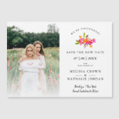 Simple Floral LGBT Engaged Couple Change Date (Voorkant)