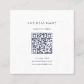 Simple Floral Line Muted Blue QR Code Thank You Vierkante Visitekaartje (Achterkant)