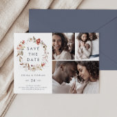 Simple Floral met 3 Photo Collage Save The Date