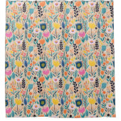 Simple Floral Modern Folk Art Illustration Douchegordijn (Voorkant)
