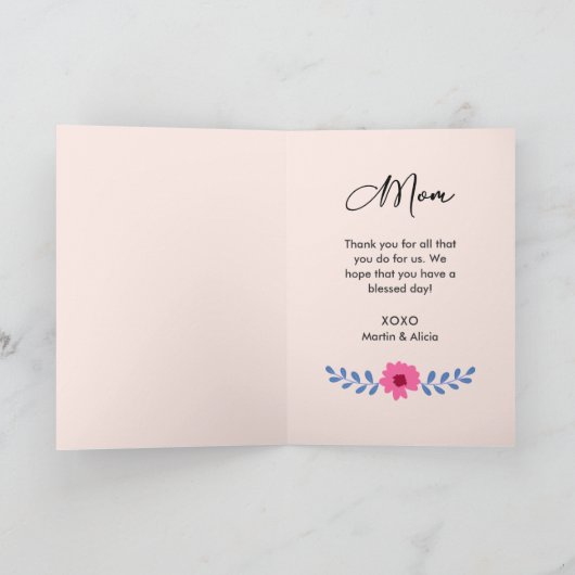 Simple Floral Moederdag Greeting Kaart (Binnen)