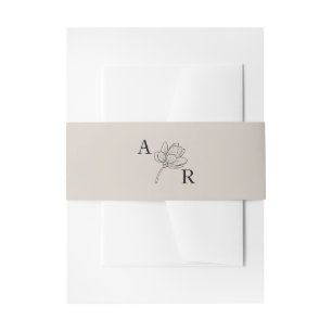 Simple Floral Monogram Weddenschap Initialen Taupe Uitnodigingen Wikkel