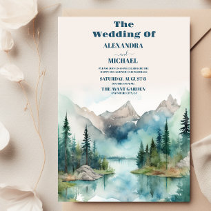Simple Floral Mountain Wedding Kaart