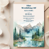 Simple Floral Mountain Wedding Kaart