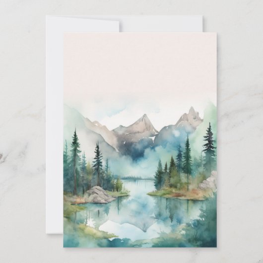 Simple Floral Mountain Wedding Kaart (Achterkant)