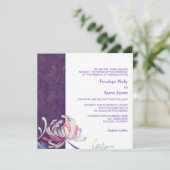 Simple Floral Paars Wedding Kaart (Staand voorkant)