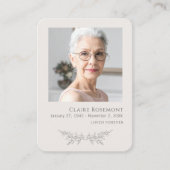 Simple Floral Photo Cross Funeral Prayer Card Visitekaartje (Voorkant)
