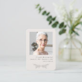 Simple Floral Photo Cross Funeral Prayer Card Visitekaartje (Staand voorkant)