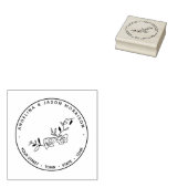 Simple Floral Rozen Wedding Couple Return-adres Rubberstempel (Gestempeld)