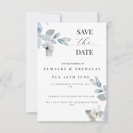 Simple Floral Save the Date Wedding Card (Voorkant)