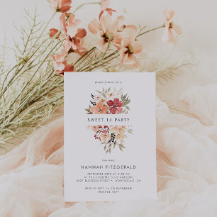 Simple Floral Sweet 16 Birthday Kaart