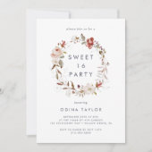 Simple Floral Sweet 16 Birthday Kaart (Voorkant)