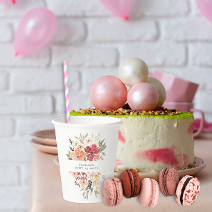 Simple Floral Sweet 16 Birthday Papieren Bekers