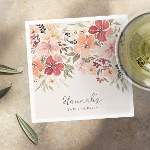 Simple Floral Sweet 16 Birthday Servet