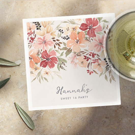 Simple Floral Sweet 16 Birthday Servet