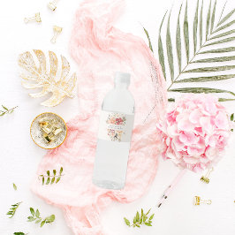 Simple Floral Sweet 16 Birthday Waterfles Etiket