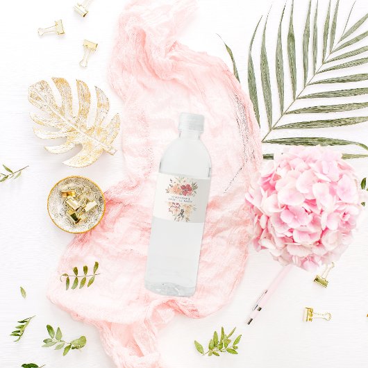 Simple Floral Sweet 16 Birthday Waterfles Etiket