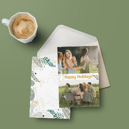 Simple Floral Two Photo Holiday Kaart