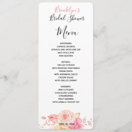 Simple Floral Vrijgezellenfeest Menu Kaart