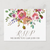 Simple Floral Waterverf Bouquet Song Request RSVP Uitnodiging Briefkaart (Voorkant)