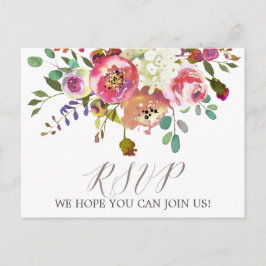 Simple Floral Waterverf Bouquet Song Request RSVP Uitnodiging Briefkaart