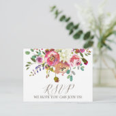 Simple Floral Waterverf Bouquet Song Request RSVP Uitnodiging Briefkaart (Staand voorkant)