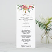 Simple Floral Waterverf Bouquet Wedding Menu Kaart (Staand voorkant)