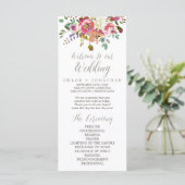 Simple Floral Waterverf Bouquet Wedding Programme Programmakaart (Staand voorkant)