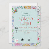 Simple Floral Wedding Invitation watercolor flower Kaart (Voorkant / Achterkant)