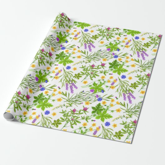 Simple Floral Wrapping Paper Cadeaupapier (Uitgerold)