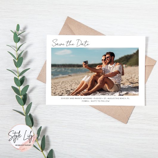 Simple Florida Beach Weddenschap Photo Save the Da Save The Date
