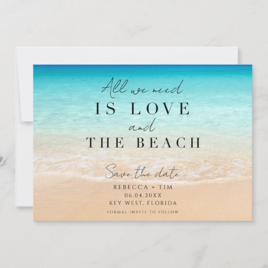 Simple Florida Beach Wedding Save The Date (Voorkant)