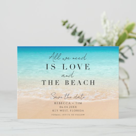 Simple Florida Beach Wedding Save The Date (Staand voorkant)