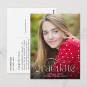 Simple Flourish Silver Type Photo-Afstuderen Briefkaart (Voorkant / Achterkant)