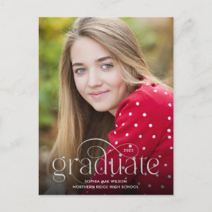 Simple Flourish Silver Type Photo-Afstuderen Briefkaart