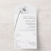 Simple Flower All in One Wedding Invite All In One Uitnodiging (Binnen)