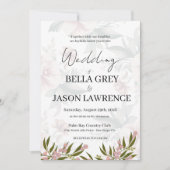 Simple flower Black & White Wedding Invitation Kaart (Voorkant)