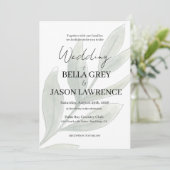 Simple flower Black & White Wedding Invitation Kaart (Staand voorkant)